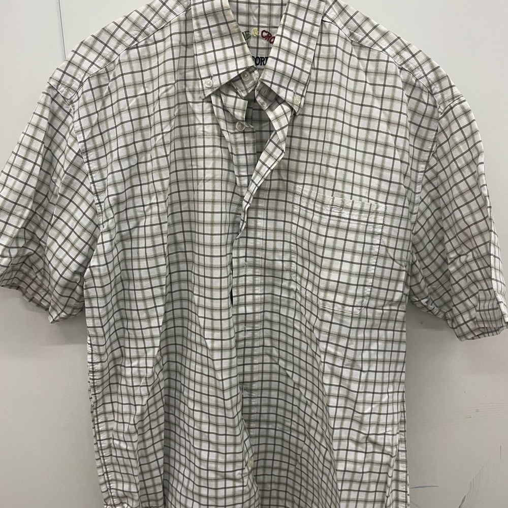 Oxford White and Gray Casual Button Down Shirt